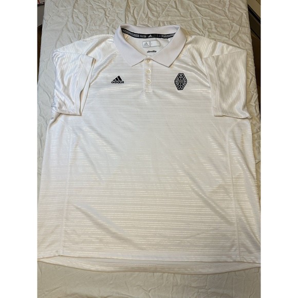 Rare Adidas Uprising Golf Polo ClimaLite White Athletic Dry Fitting Mens 2XL - Picture 1 of 4